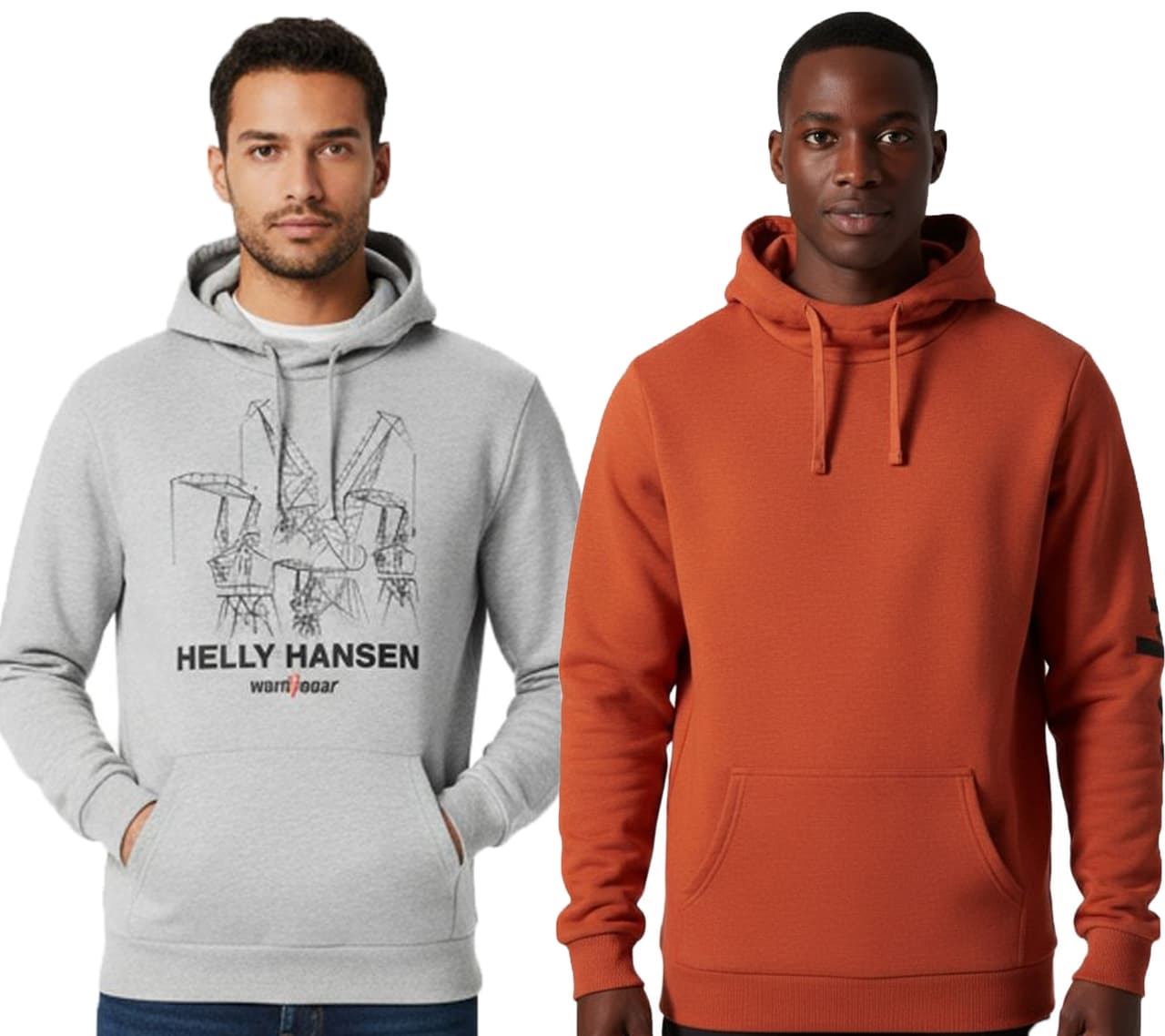 Helly Hansen Sudadera Manchester Graphic para hombre, jersey de algodón con capucha, 300 g/m², 78380, gris o naranja