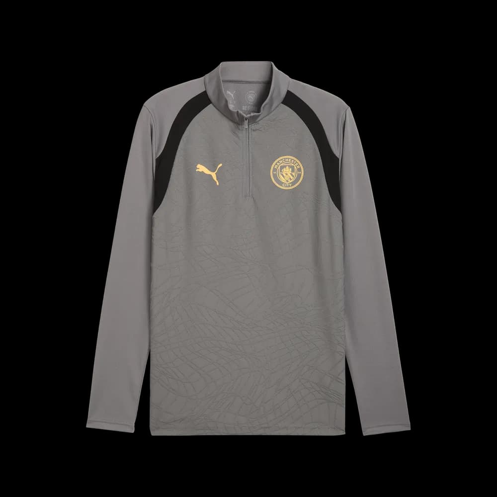 PUMA Haut Entraînement Manchester City Homme 1/4 Zip Gris Jaune