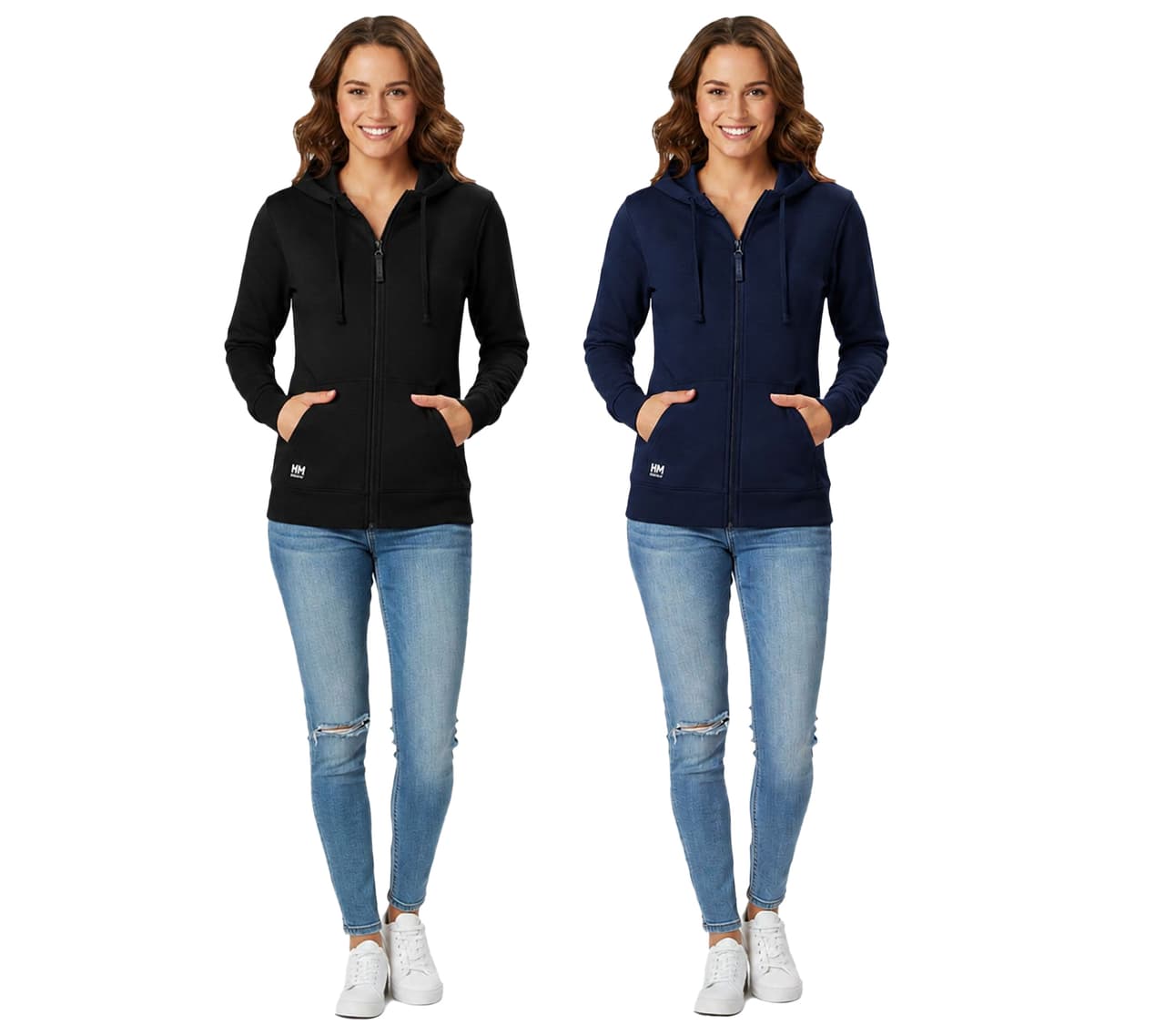 Helly Hansen Sudadera con capucha y cremallera para mujer, 280 g/m², 79217, en negro o azul oscuro