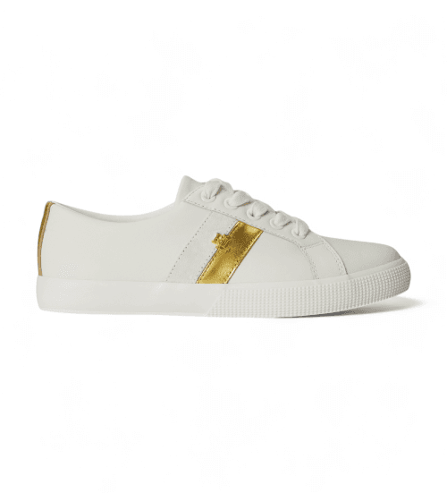 Lauren Ralph Lauren Deportiva Janson Ii De Piel Y Metalizado Blanco Roto