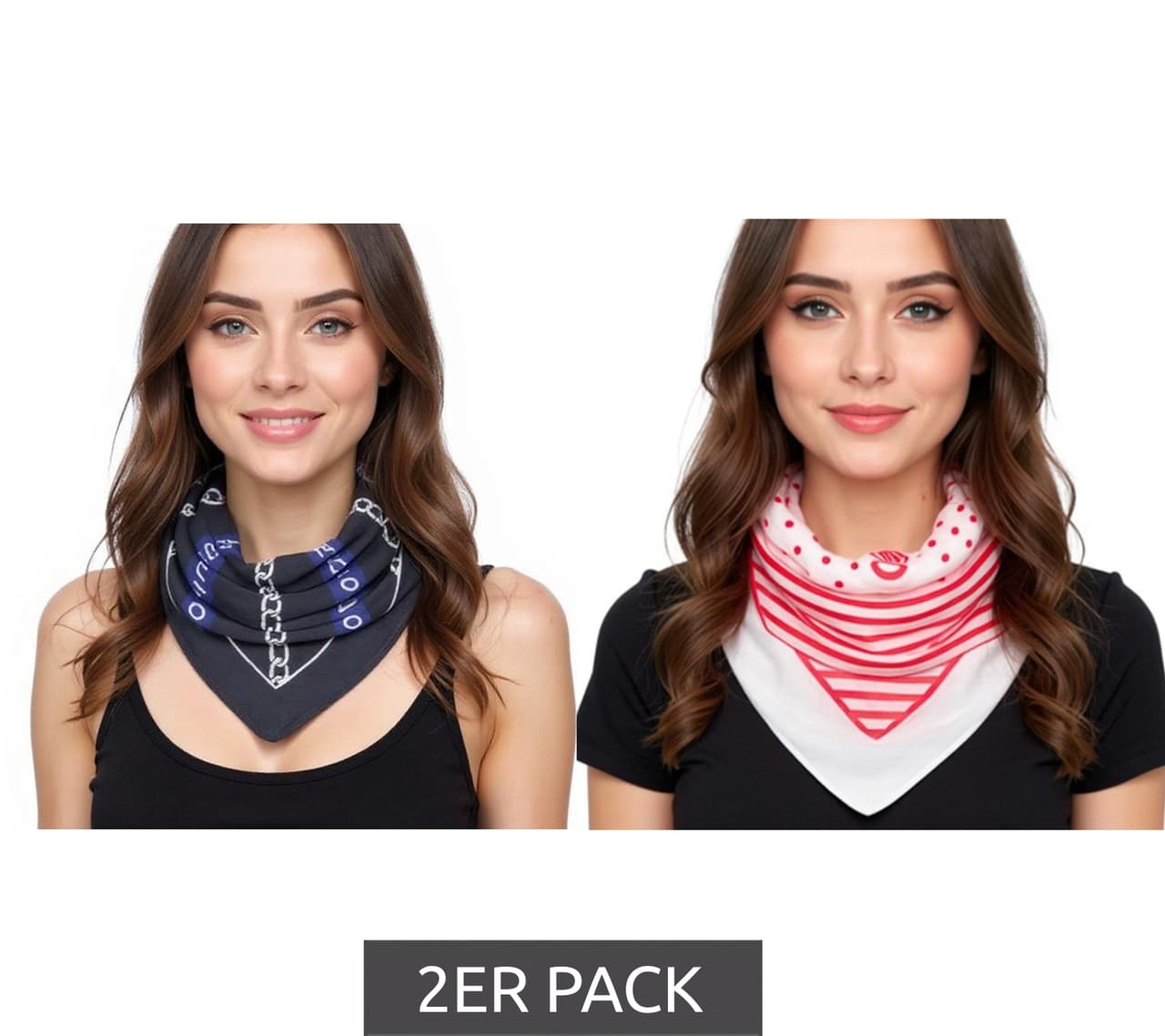 Delmao Pack de 2 bufandas con diferentes estampados bufanda de uso diario Blanco/Negro/Rojo