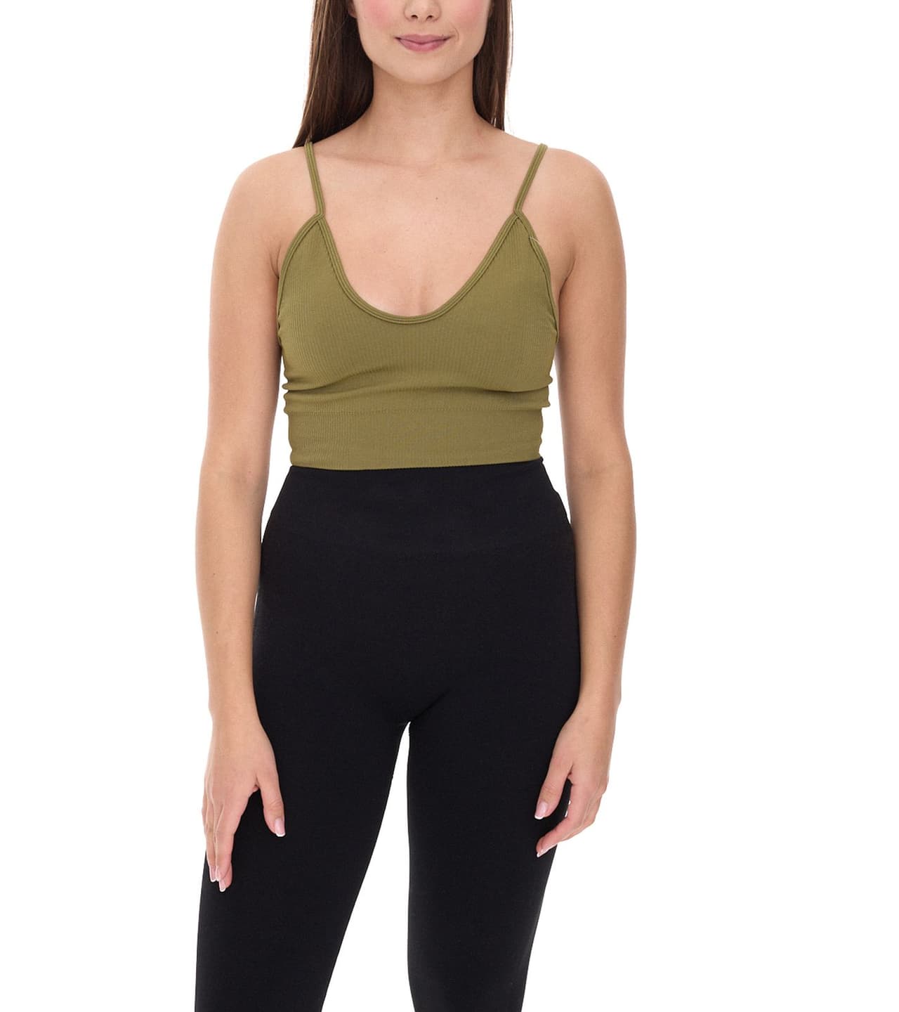 YOU DO YOU Sujetador deportivo para mujer, top deportivo sin costuras, sujetador de yoga color caqui