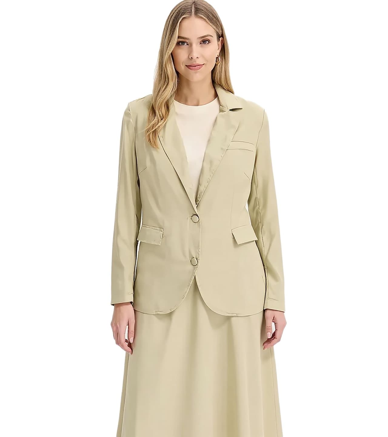 O46BPX (MB1) Elegante blazer de noche para mujer, blazer de otoño, blazer de negocios, caqui