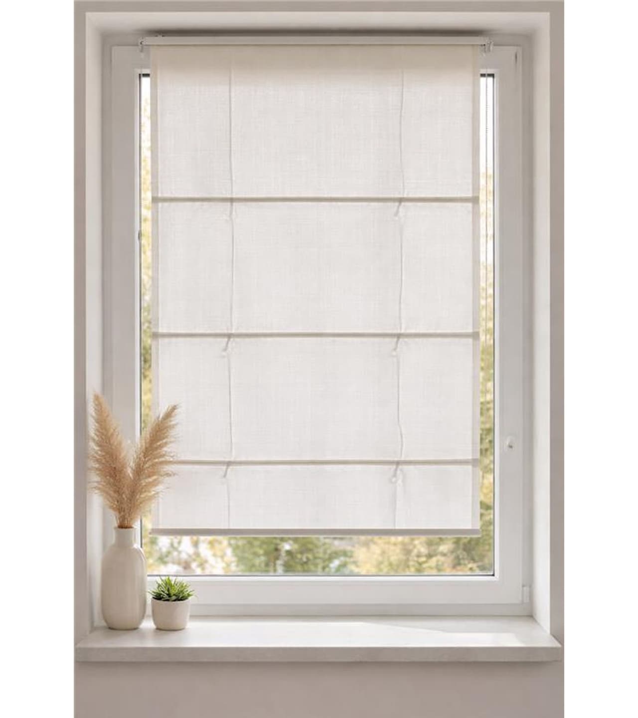 O46BPX (MB1) Estor romano moderno con tejido filtrante, enrollable para ventanas, protección solar ligera blanco