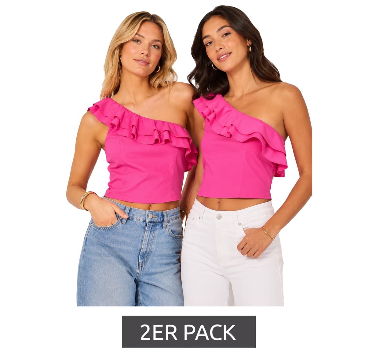 O46BPX (MB1) Blusa de mujer de un solo hombro con cuello abullonado, de algodón, ideal para el verano, manga corta (943264, rosa)