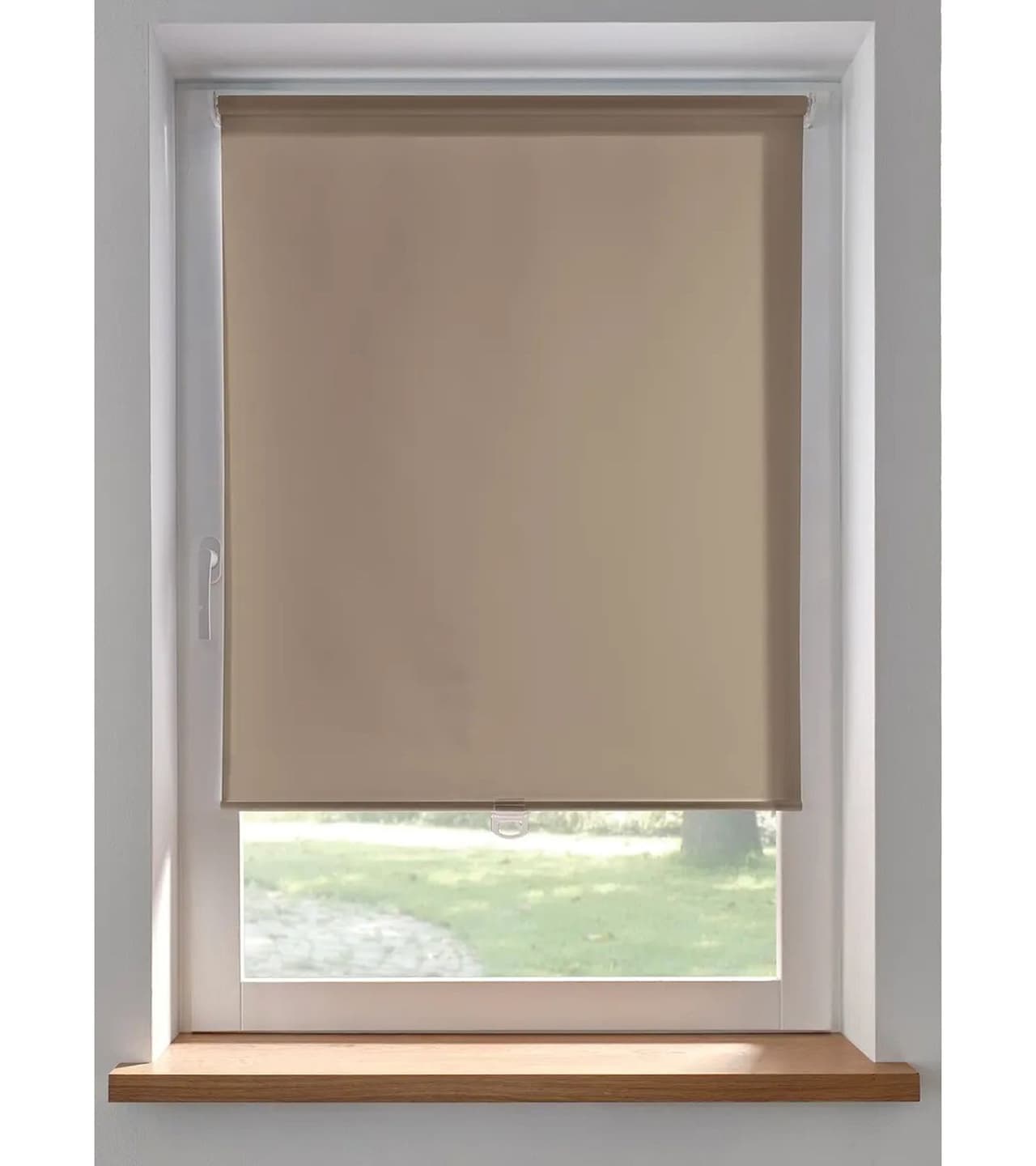 O46BPX (MB1) Estor enrollable sencillo para privacidad, sin cordón, protección solar Taupe