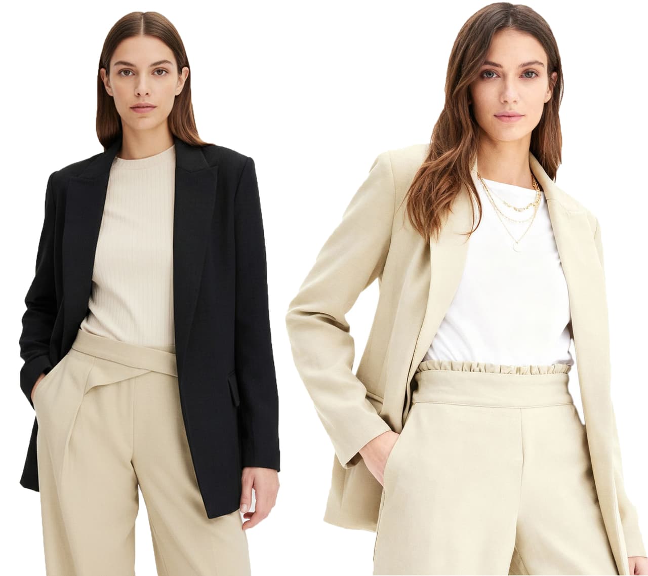 O46BPX (MB1) Blazer clásico de lino para mujer con forro a rayas, corte holgado, Negro o Beige