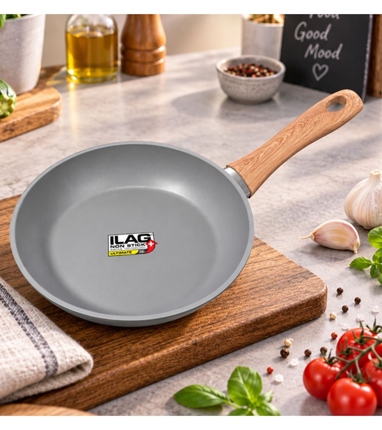 O46HI (MB11) Sartén de aluminio forjado, 20 cm de diámetro, con revestimiento antiadherente ILAG Ultimate HL de alta calidad. **Producto de segunda mano – probado y en perfecto funcionamiento** Gris