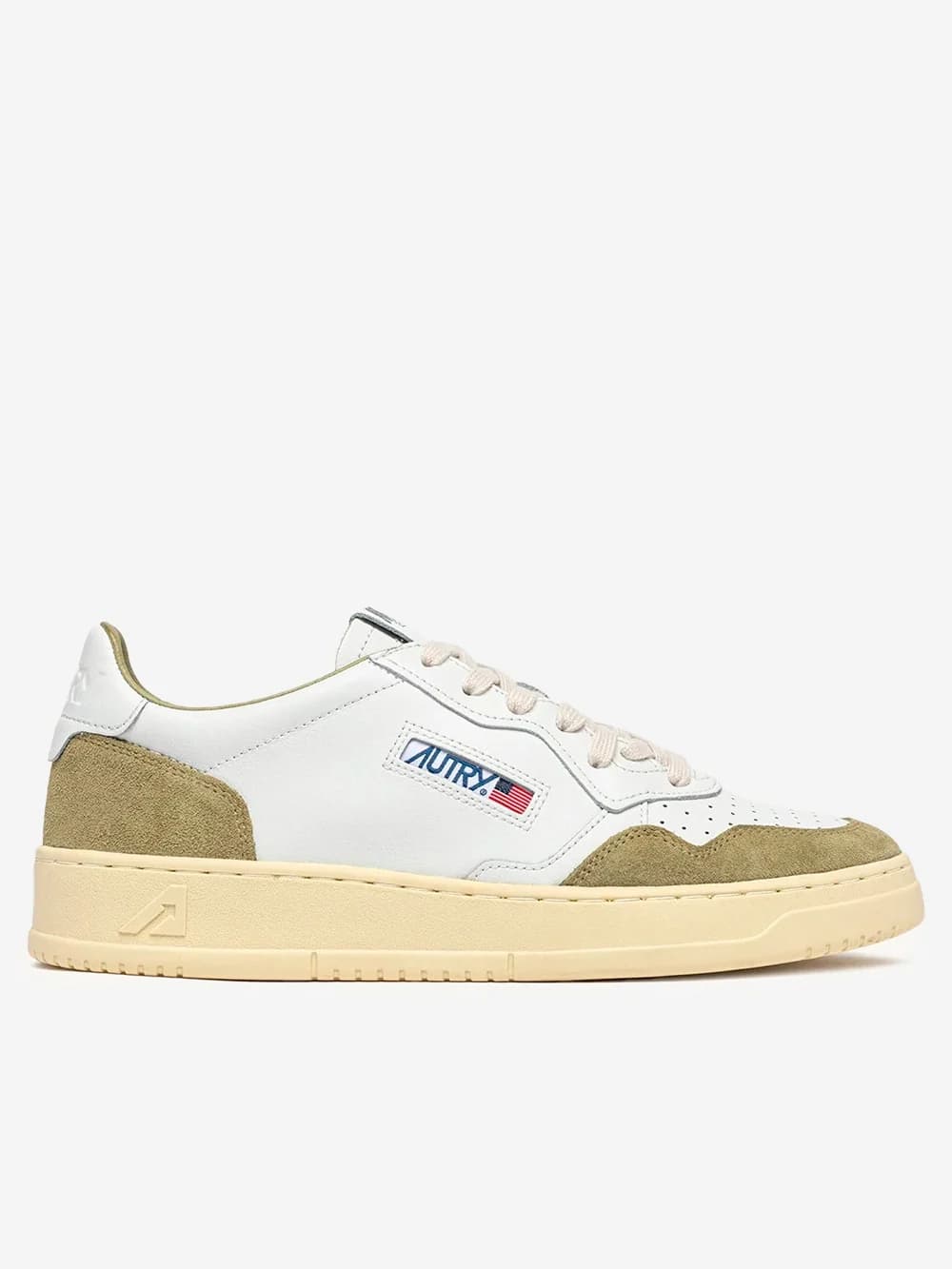 Autry M Medalist Low in pelle bianca e suede verde