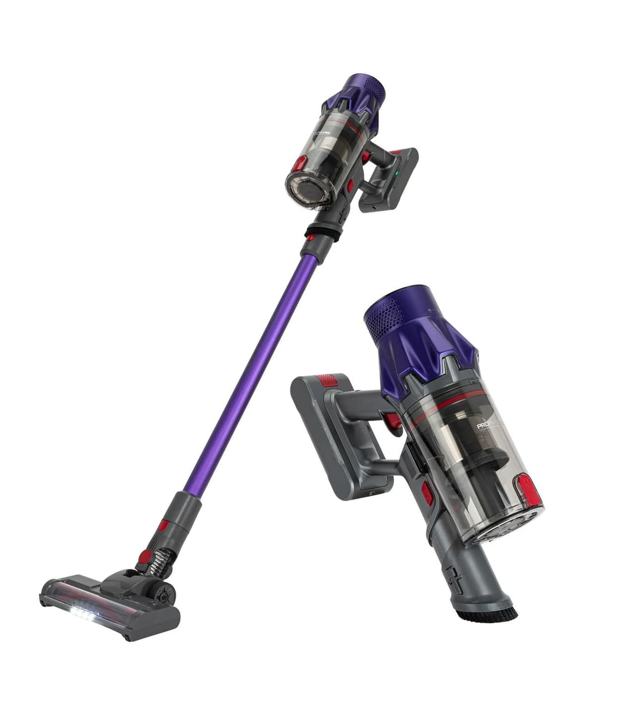 ProfiCare Aspiradora inalámbrica (tipo escoba y de mano) con pantalla LED y 300 W **Producto reacondicionado (B-Ware) – verificado** PC BS (Violeta/Gris)