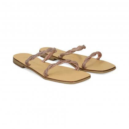 Nicolas Lainas 2 Tiras Trenzadas Strass Cobre