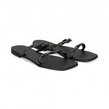 Nicolas Lainas 2 Tiras Trenzadas Strass Negro