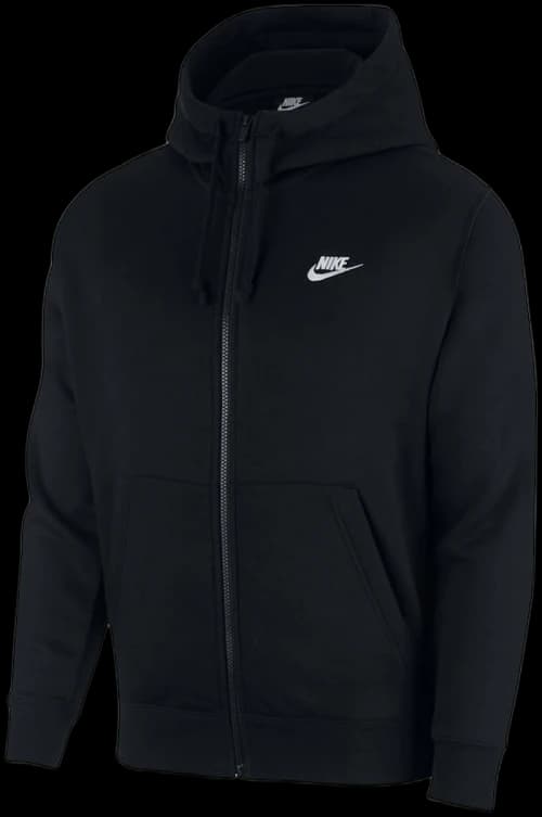 Nike Sportswear Club Fleece Full-Zip Hoodie Black/Black/White