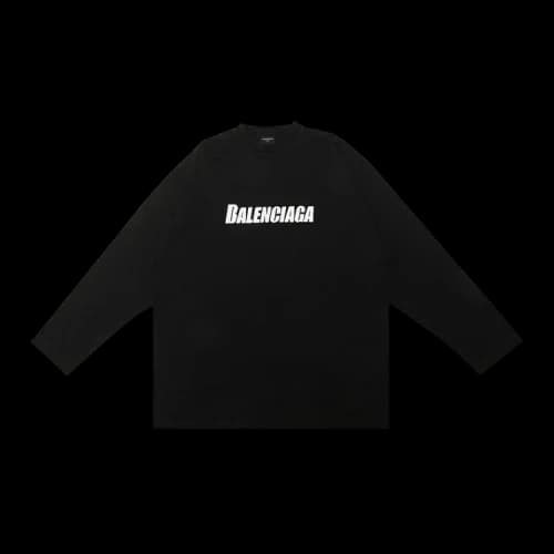Balenciaga Cracked Logo Long-Sleeve Tee 'Black'