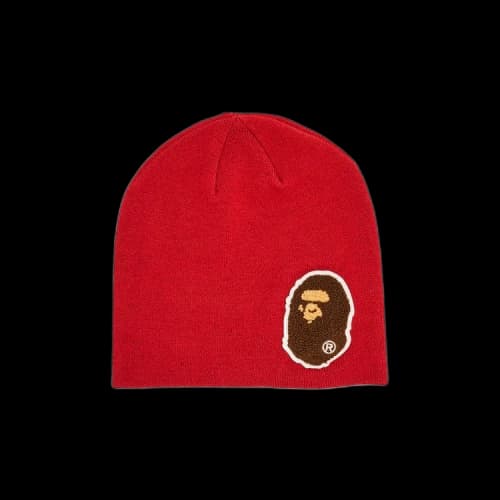 BAPE Ape Patch Ribbed Beanie 'Red'