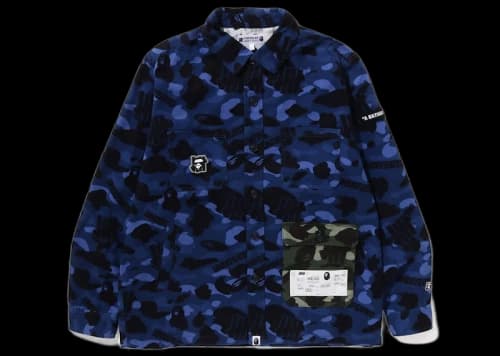 BAPE x Undefeated Color Camo Flannel Jacket Navy