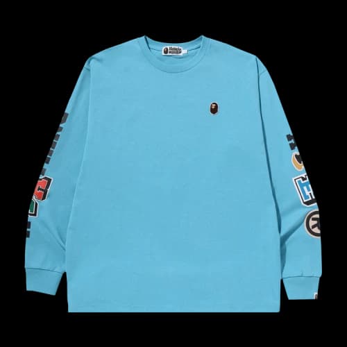BAPE Multi Fonts Relaxed Fit Heavy Weight Long-Sleeve 'Sax'
