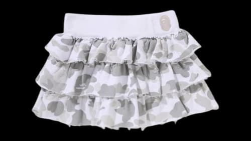 BAPE Color Camo Ruffle Sweat Skirt White