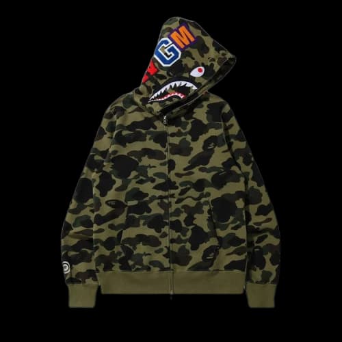 BAPE 1st Camo Shark Full Zip Hoodie 'Green'