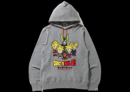 BAPE x Dragon Ball Z Baby Milo Super Saiyan & Cell Pullover Hoodie Gray