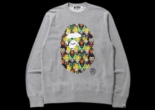 BAPE x Dragon Ball Z Baby Milo Big Ape Head Crewneck Gray