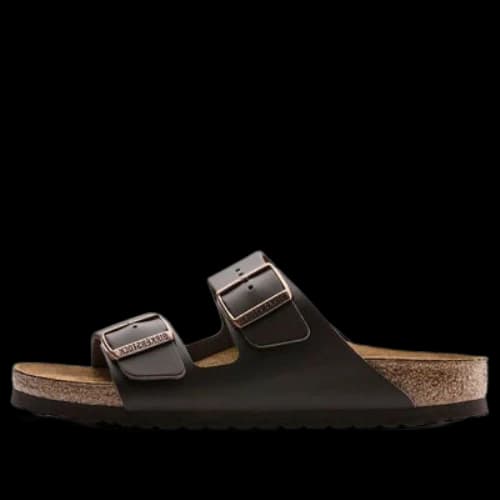 Birkenstock Arizona Natural Leather Narrow Fit Sandals 'Dark Brown'