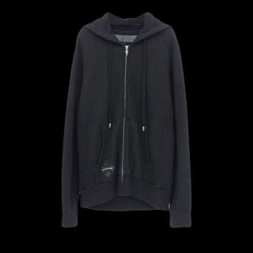 Chrome Hearts Leather Patch Zip Up Hoodie 'Black'