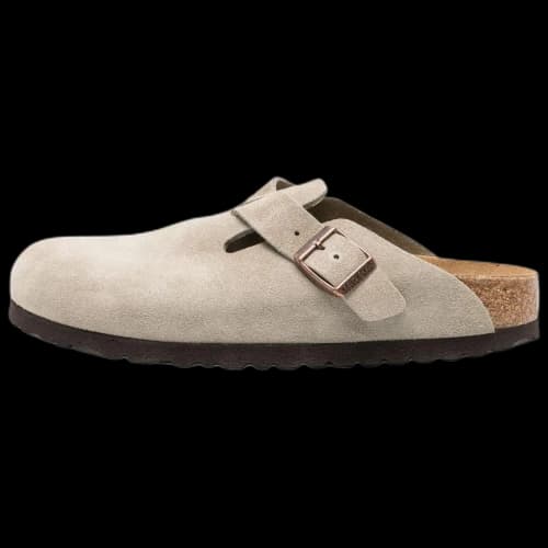 Birkenstock Boston Suede Leather Narrow Fit Sandals 'Taupe'