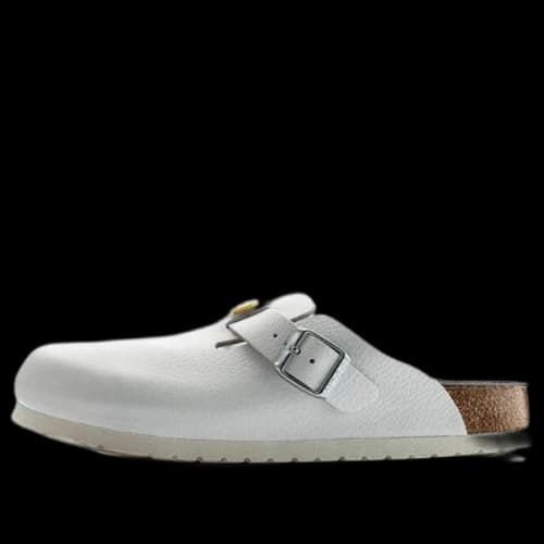 Birkenstock Boston ESD Natural Leather Narrow Fit Sandals 'White'