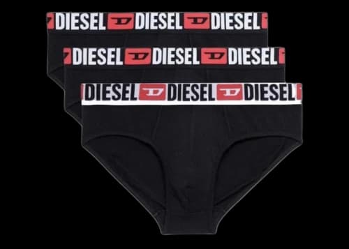 Diesel Umbr-Andrethreepack Solid-Colour Briefs (3 Pack) Black