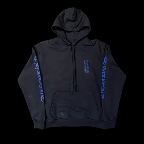 Chrome Hearts Vertical Logo Hoodie 'Black/Blue'