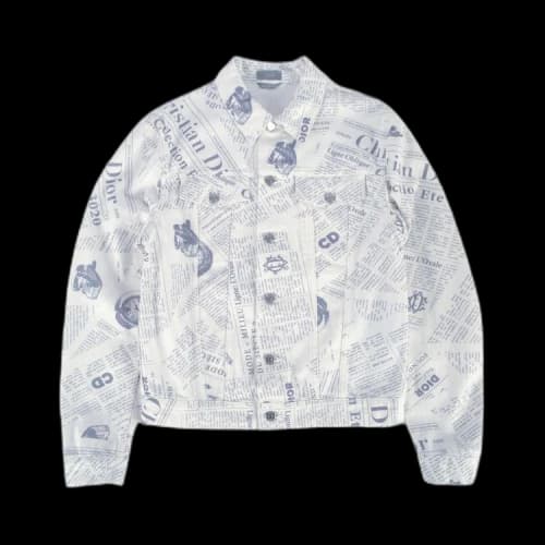 Dior Arsham Newspaper Denim Jacket 'White'