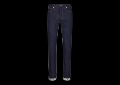 Dior Blue Denim Oblique-Lined Jeans Blue