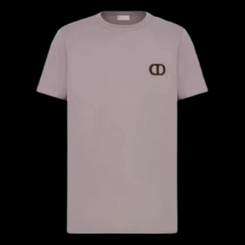DIOR SS22 Cotton Plain Weave Embroidered Logo Short Sleeve Lavender T-Shirt