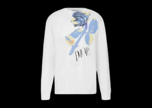Dior Alexander Foxton Flower Print Long Sleeve T-Shirt White