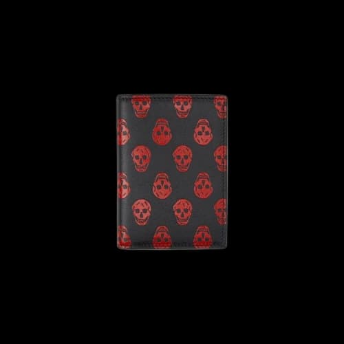 Alexander McQueen Biker Skull Bifold Card Holder 'Black/Red'