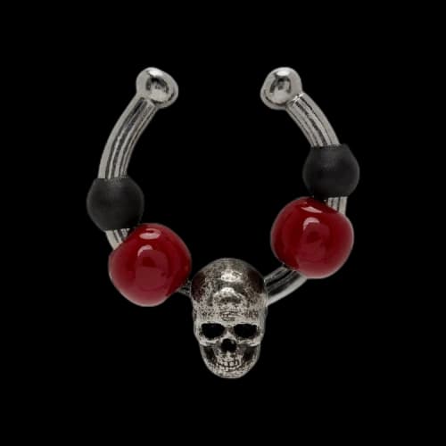 Alexander McQueen Beaded Single Ear Cuff 'Silver/Red'