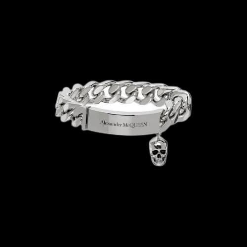 Alexander McQueen Skull Charm Curb Chain Bracelet 'Silver'
