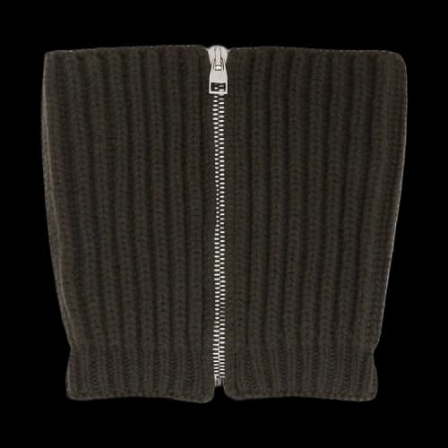 Alexander McQueen Wool And Cashmere Zip Scarf 'Khaki'