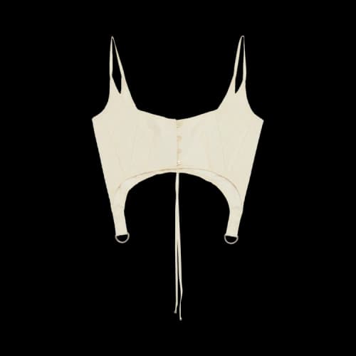 Vintage Alexander McQueen Bustier Top With Button Detail 'Beige'