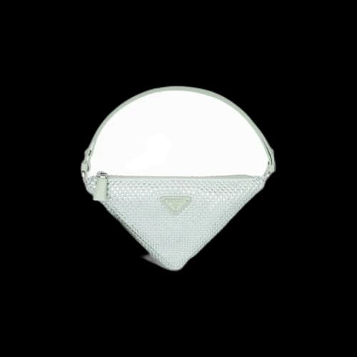 Prada Crystal Studded Satin Pouch 'Mint Green'