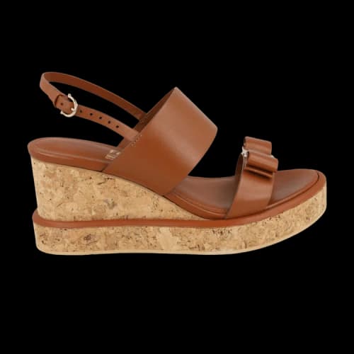 Ferragamo Giudith Leather Wedge Sandal 'Brown' (Women's)