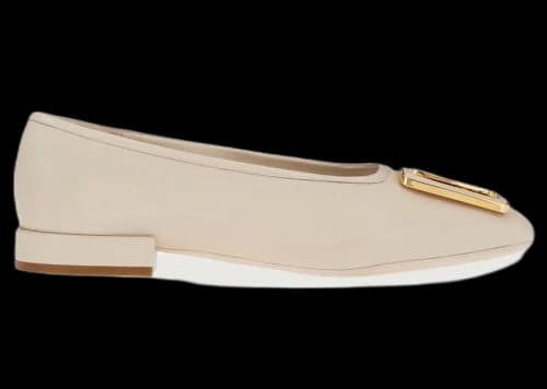 Ferragamo Chunky-Buckle Ballerina Flats White (Women's)