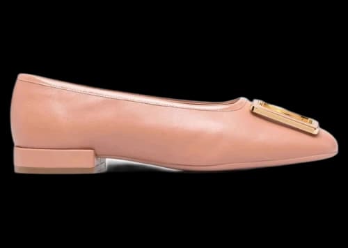 Ferragamo Embossed-Logo Plaque Ballerina Shoes Pink (Women's)