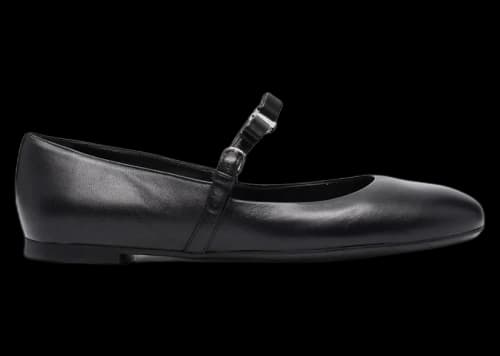 Ferragamo Lizz Leather Ballerina Shoes Black (Women's)