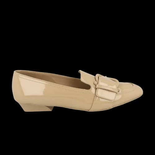 Ferragamo Bonnie Patent Leather Loafers Bone (Women's)