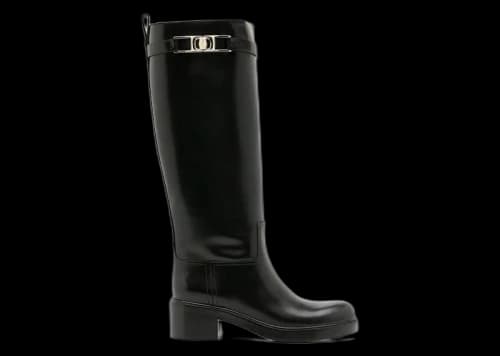 Ferragamo Gancini 55mm Knee Boots Black (Women's)