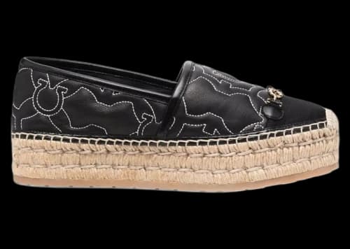 Ferragamo Gancini Logo-Embroidered Espadrilles Black (Women's)