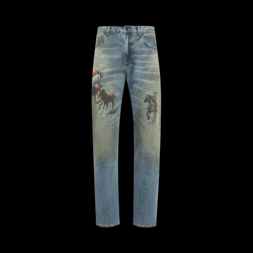 One Of These Days All Over Print Straight Leg Jeans 'Indigo'