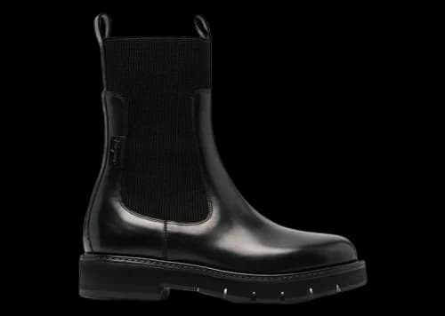 Ferragamo Cleated-Sole Leather Chelsea Boots Black (Women's)